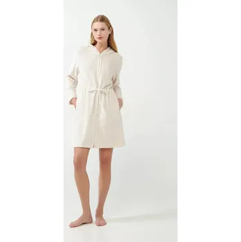 Dámský župan Dámský fleecový župan na zip 21360 Ecru - Vamp ecri(krémová) M