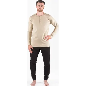 Pánské pyžamo Pánské pyžamo dlouhé 79187P - koňak černá - XXL