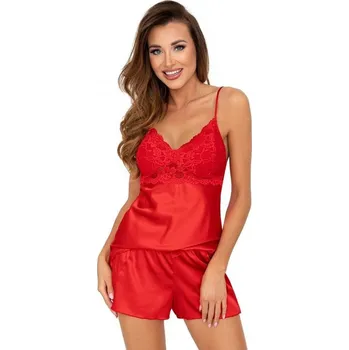 Dámské pyžamo Luxusní saténové pyžamo Colette červené - L