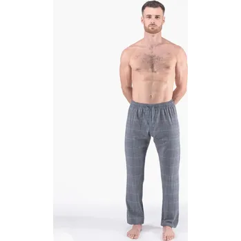 Pánské pyžamo Pánské kalhoty dlouhé pyžamové pánské, šité, klasické, s potiskem Pyžama 2024 79185P - tm. šedá brandy - XXL