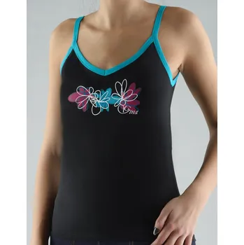 Dámská košilka, úzká ramínka, šité, s potiskem Disco V 18032P - černá - 38/40