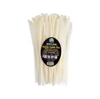 Stahovací páska ZOLLEX NYLON CABLE TIES - Stahovací plastová páska bílá 4,8mm x 250mm 100ks