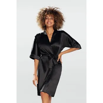 Dámský župan Saténový dámský župan 100 černý - M