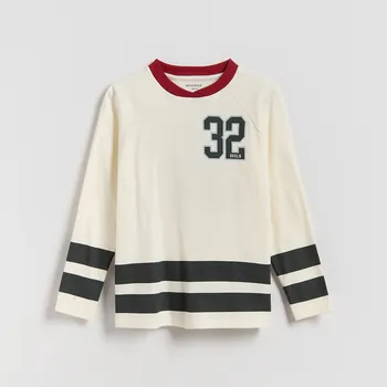 Chlapecké oblečení Reserved - Bavlněné tričko s dlouhými rukávy - krémová - 582FJ-01X - 582FJ-01X-134