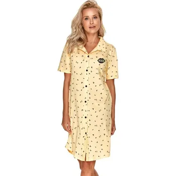 Dámská noční košile Dámská košilka Adéla žlutá s knoflíky - M