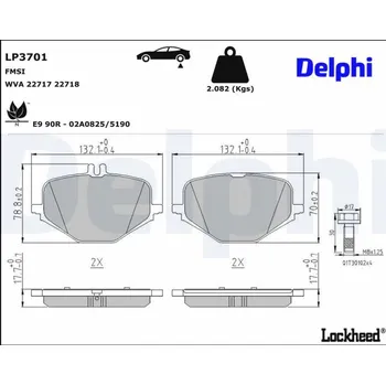 Brzdová destička DELPHI LP3701 Sada brzdových destiček, kotoučová brzda (LP3701)