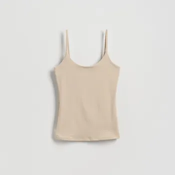 Dámské tričko Reserved - Hladký top na ramínka - béžová - 465GA-08X - 465GA-08X-XS