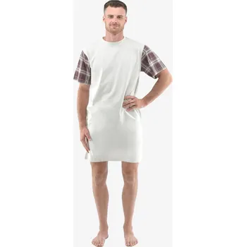 Dámská noční košile Pánská noční košile s krátkým rukávem 79146P - sv. šedá hypermangan - XL