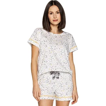Dámské pyžamo Dámské pyžamo Sofia bílé s květy - S