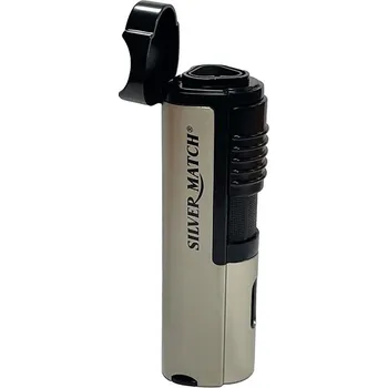 Zapalovač Zapalovač Silver Match Paris 3Jetflames With Cigar Holder