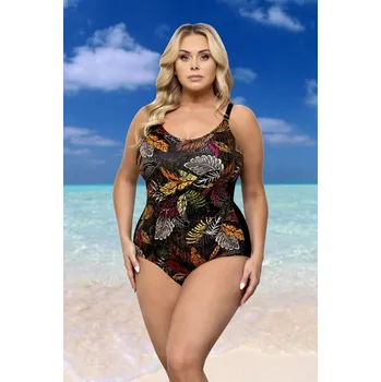 Dámské plavky Jednodílné dámské plavky Celeste černé s listy - 85D