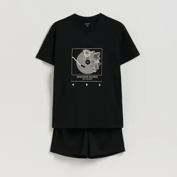 Chlapecké spodní prádlo Reserved - Dvoudílná pyžamová souprava s potiskem - černý - 940ER-99X - 940ER-99X-XXL