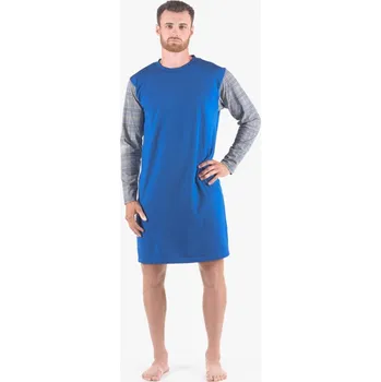 Dámské noční prádlo Pánské košile noční pánská dlouhý rukáv, šité, s potiskem 79179P - atlantic šedá - XL