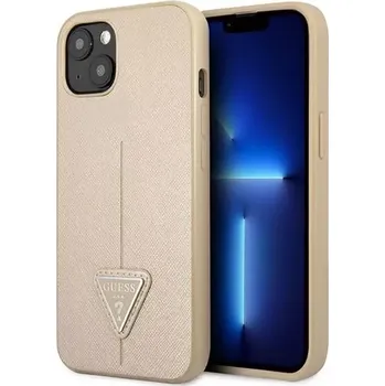 Pouzdro na mobilní telefon GUESS pouzdro pro IPHONE 13 / 14 / 15 GUHCP14SPSATLE (SaffianoTriangle Logo) beige