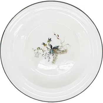 Talíř by inspire Porcelánový polévkový talíř Nová Vánoční Nostalgie, 22cm – tmavší odstín linky než u ostatních produktů z této kolekce