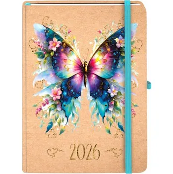 Kalendář Kalendarz książkowy A5 2026 Kraft tygodniowy Motyl