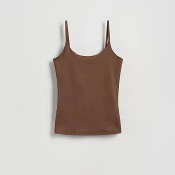 Reserved - Hladký top na ramínka - tmavě hnědá - 465GA-89X - 465GA-89X-XL