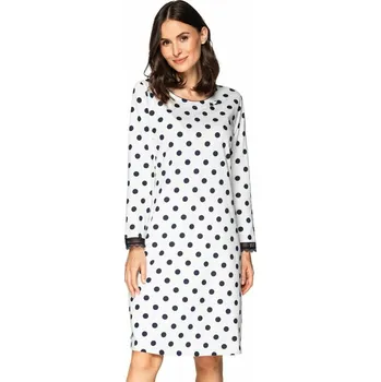 Dámská noční košile Luxusní noční košilka Ida šedá s puntíky - M