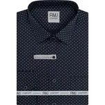 Pánská košile AMJ bavlněná, černá květovaná VDBPS1467, dlouhý rukáv, prodloužená délka, slim fit, vel. 37