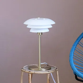 Lampička Dyberg Larsen DL20 stolní lampa, sklo, mosaz - kabel 160 cm mosaz, opálová 1 x 5 W LED - Doprava zdarma