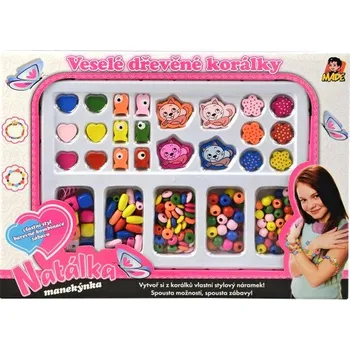 Dětské navlékací korálky Made Natálka, Veselé dřevěné korálky Kočičky