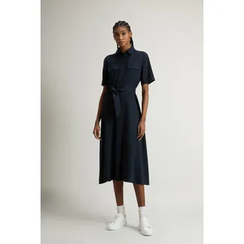 Dámské šaty ŠATY WOOLRICH LONG FLUID DRESS MELTON BLUE