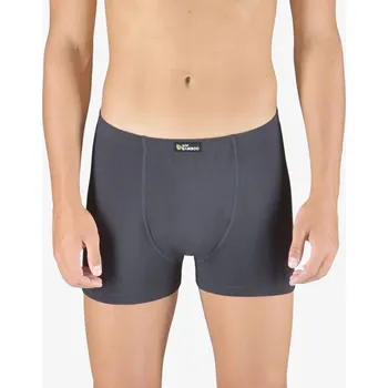 Pánská móda Pánské boxerky s kratší nohavičkou, kratší nohavička, šité, s potiskem Eco Bamboo 73129P - tm. šedá olivová - 54/56