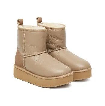 Dívčí sněhule Sněhule EMU Australia Stinger Mini Flatform Leather W13189 Béžová 36