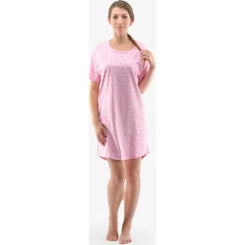 Dámská noční košile Dámské maxitriko noční košile krátký rukáv 19138P - fruktóza růžová - S