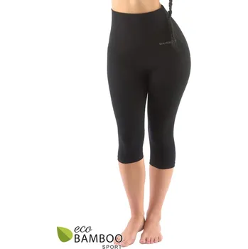 Dámské legíny Dámské capri s vysokým pasem sportovní, bezešvé, klasické, jednobarevné ECO Bamboo Sport 95038P - černá - S/M