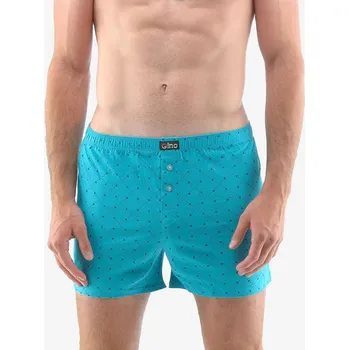 Trenýrky Pánské trenky volné, šité, s potiskem 75183P - tm. tyrkysová petrolejová - 54/56