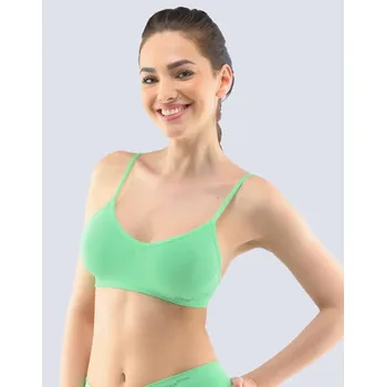 Dámský top podprsenkový s úzkými ramínky, úzká ramínka, bezešvé, jednobarevné Bamboo PureLine 07010P - sv. zelená - M/L