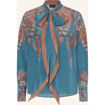 Dámská halenka Etro Dámská Hedvábná Halenka S Vázačkou, petrolejová / tmavě...