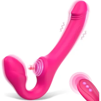 Připínací penis SuperLove Dual Vibration Strapless Strap-On with Remote Pink