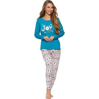 Dámské pyžamo Dámské pyžamo Christmas Joy tyrkysově zelené - XL