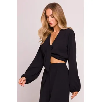 Dámský černý top s vázáním vpředu- krátký, EU S i529_1802091041004981636