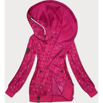 Dámská mikina Dámská růžová mikina se šikmým zipem a vzorem kotev, odstíny růžové XXL (44) i392_23555-48