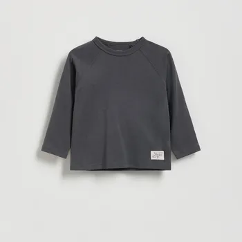 Reserved - Bavlněné tričko s dlouhými rukávy - tmavě šedá - 597FJ-90X - 597FJ-90X-116