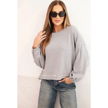 Dámská mikina Dámská mikina s ozdobným zakončením na spodku šedá UNI