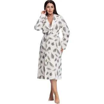 Dámské oblečení Velurový župan Jennifer ecru s kapradím - XL