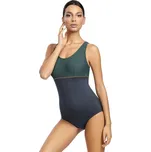 Sportovní jednodílné plavky Athena šedo-zelené - L