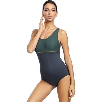 Dámské plavky Sportovní jednodílné plavky Athena šedo-zelené - L