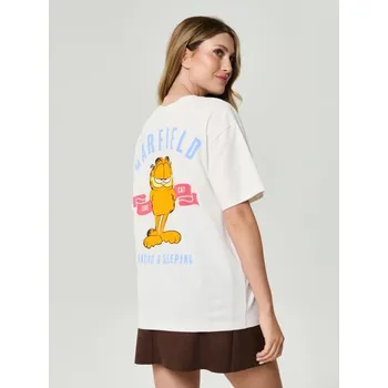 Sinsay - Bavlněná košilka s potiskem Garfield - krémová - 500DO-01X - 500DO-01X-L
