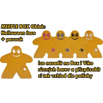 Příslušenství k deskovým hrám Miska Meeple Barva: Stříbrná, Design: Halloween face + pavouk