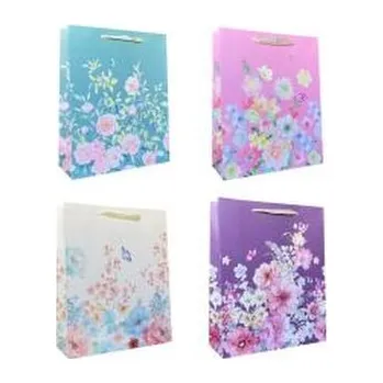 Set školních potřeb Torebka prezentowa uniwersalna L Kwiaty brokat mix