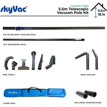 Tyč k vysavači Teleskopická sací trubka SkyVac 44 mm — sada 5,5 m (karbon)