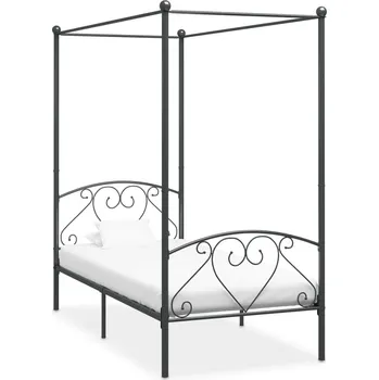 Postel zahrada-XL Rám postele s nebesy šedý kovový 90 x 200 cm 284440