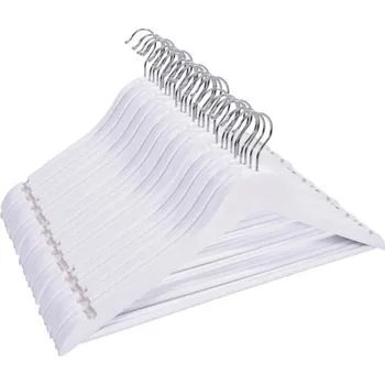 Věšák Věšáky na oblečení RONDO dřevěné, bílé (100 ks)