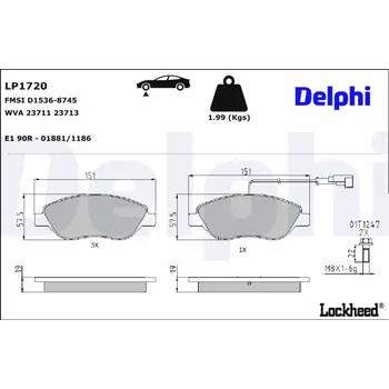 Brzdová destička Sada brzdových destiček, kotoučová brzda DELPHI LP1720