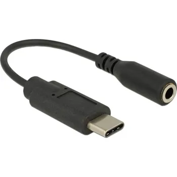 Elektrická zásuvka Delock 65842 65842 USB-C® / jack audio adaptér [1x USB-C® zástrčka - 1x jack zásuvka 3,5 mm] černá